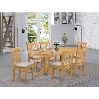 Modern Kitchen Dining Set - 9 Piece Table & Chairs - Oval Shape - Rubber Wood - Elegant Design