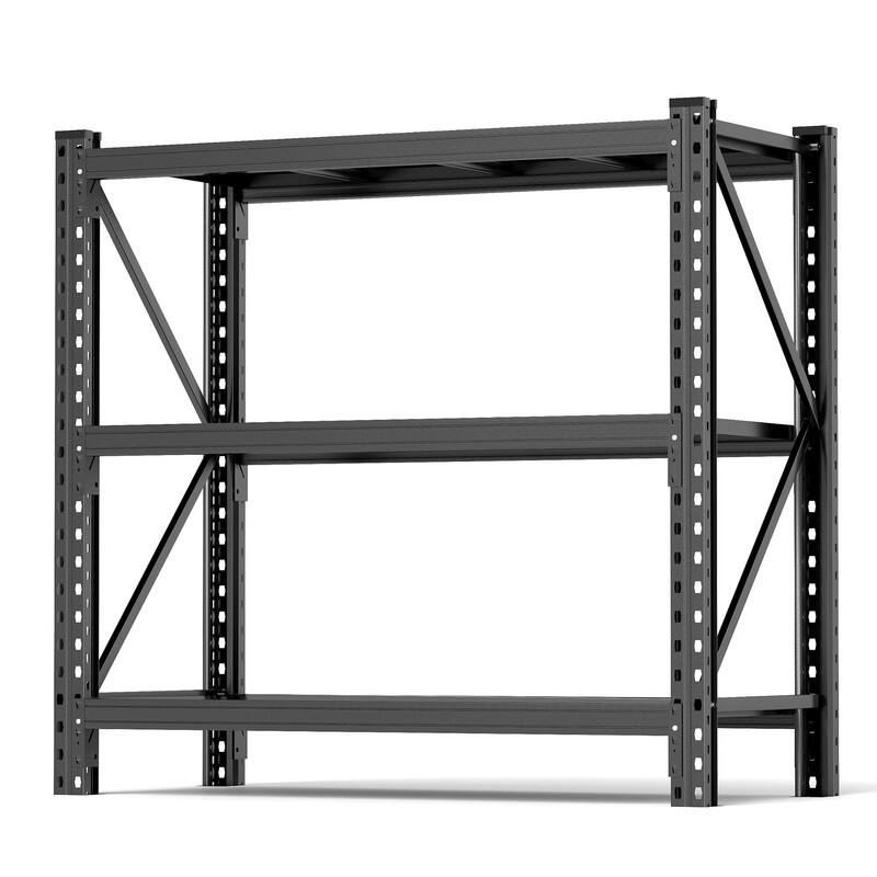 3-Tier Adjustable Metal Storage Rack, Black, 31.5/63"H