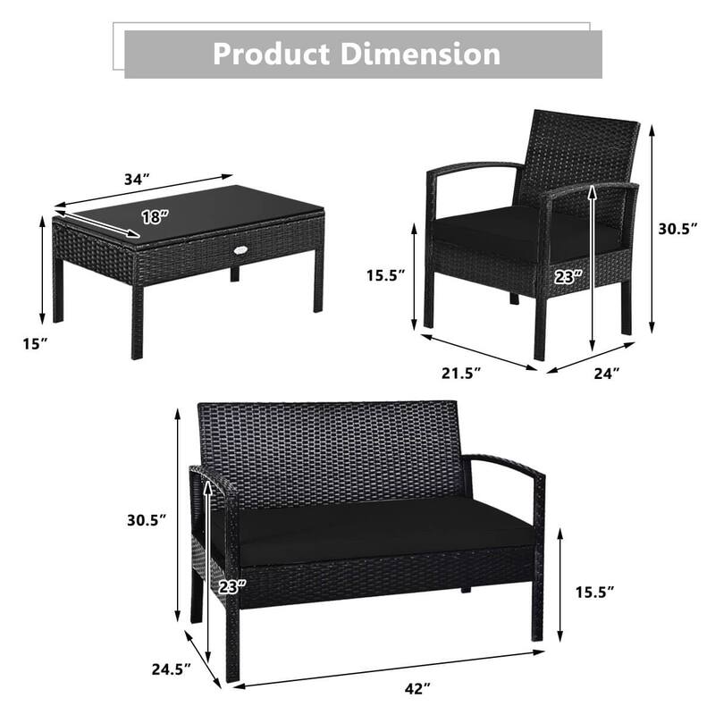 Costway 8 PCS Outdoor Patio Rattan Furniture Set Cushioned Sofa Coffee - See Details