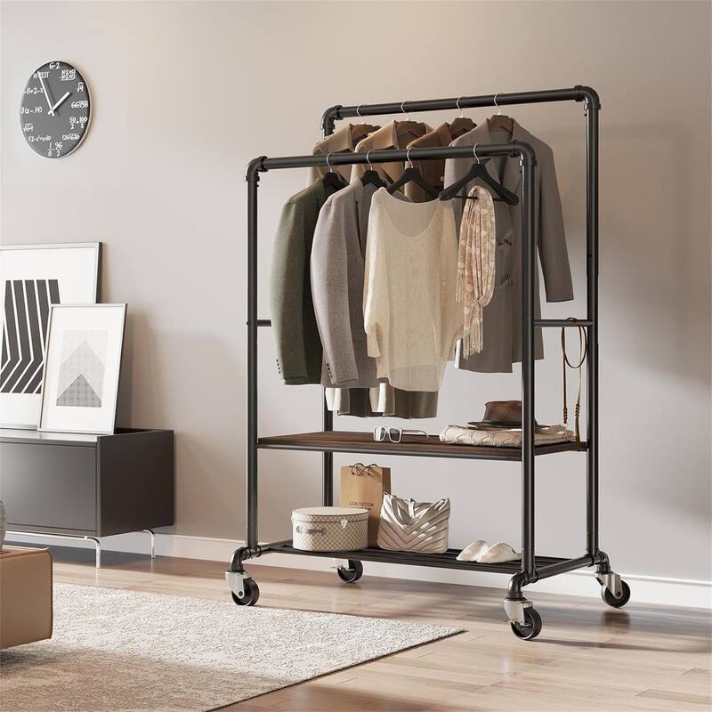 Clothes Rack with Shelves - 23.62"D x 39.17"W x 71.65"H