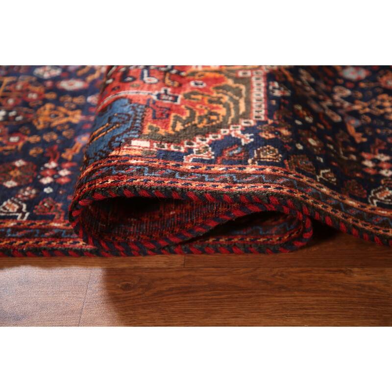 Vegetable Dye Shiraz Persian Antique Area Rug Handmade Wool Carpet - 4'3"x 5'10"