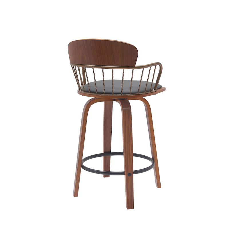 Willow Upholstered Wood Swivel Counter or Bar Stool