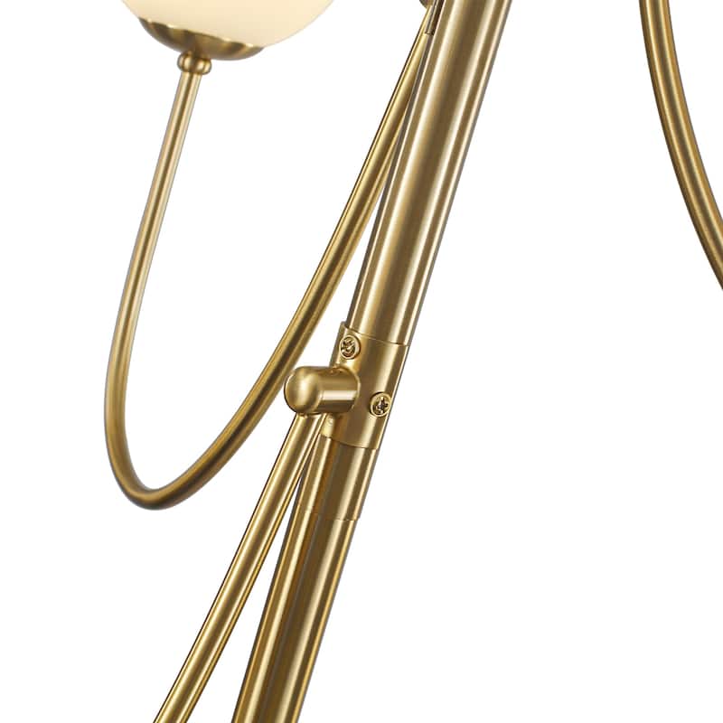 6-light Mid - Century Modern Gold Chandelier, Multi - Arm Globe Glass Pendant Light