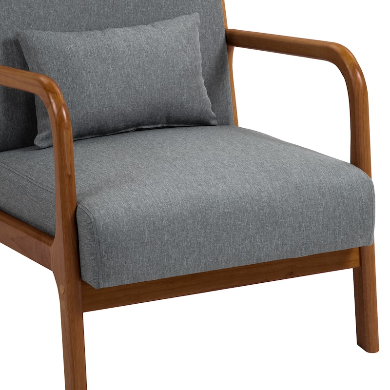 Mid Century Solid Wood Upholstered Accent Chair
