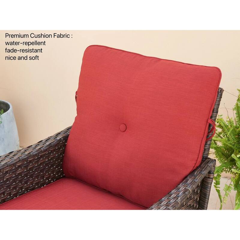 Pocassy 3-Piece Outdoor Wicker Rattan Rocking Set