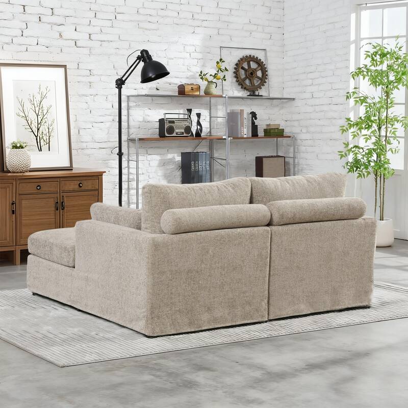 63.4"W Chenille Combination Sofa,Sofa Bed with Cushions & Metal Legs