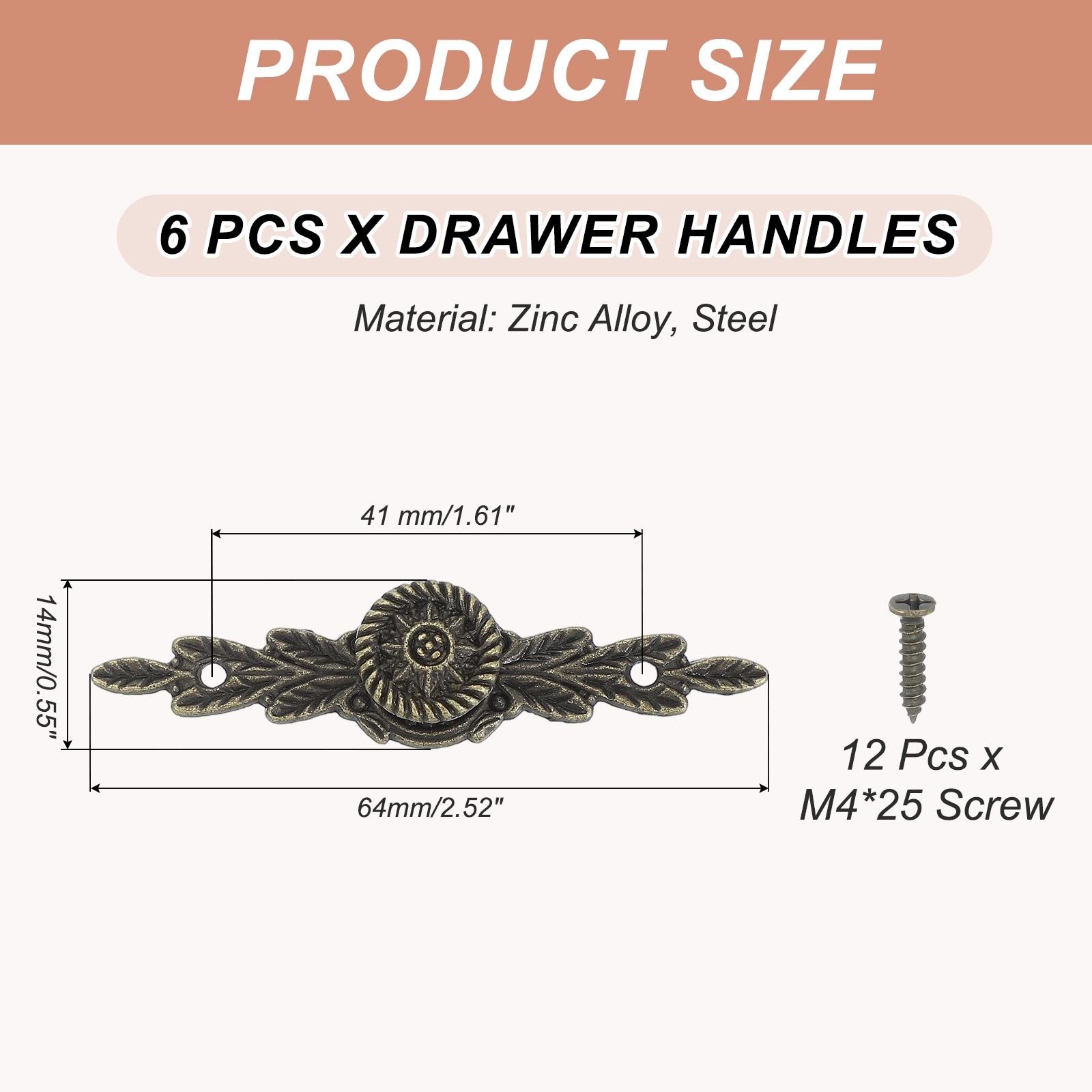 Single Hole Ring Pull Drawer Handle with Screws for Cabinet Wooden Box Cupboard Dresser Furniture Hardware Case