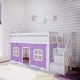preview thumbnail 45 of 67, Max and Lily Twin Low Loft with Stairs and Curtains White with Purple/White Curtain