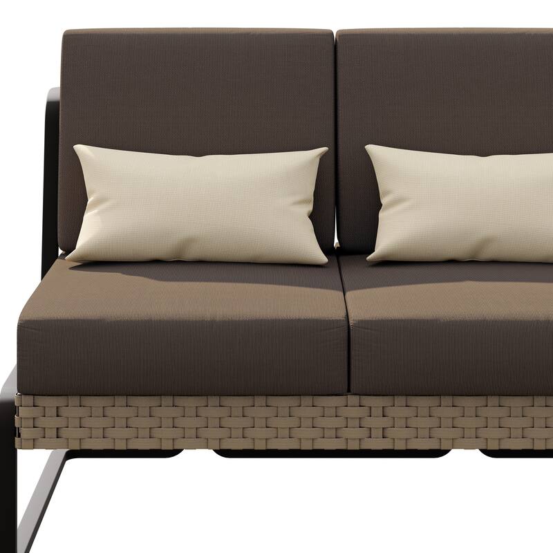 Corvus Akrotiri Outdoor Wicker Armless Loveseat - Brown