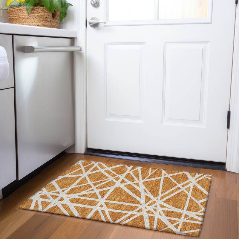 Premium Washable Super Soft Contemporary Harvey Mayfield Rug - Copper - 1'8" x 2'6"