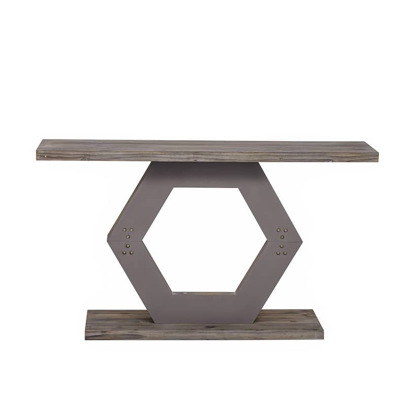 Modern Entryway Table with Innovative Hollow Hexagon Leg Structure and Premium Fir Veneer Finish