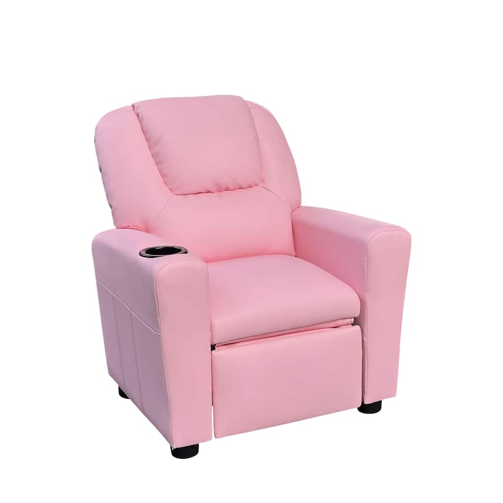 Marisa 23" Pink PU Leather Kids Recliner Chair with Cupholder