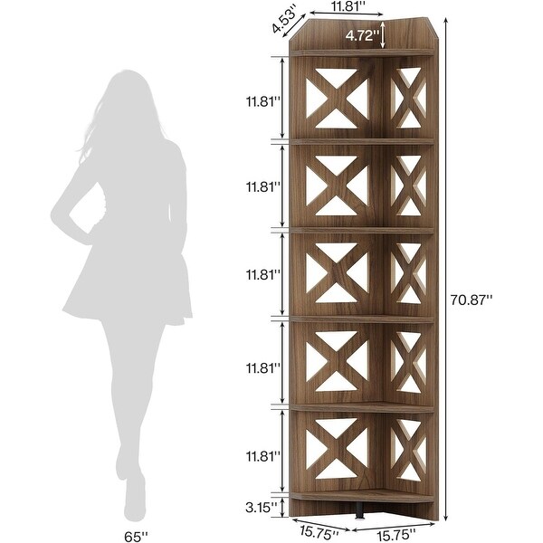 71 Inches Corner Bookcase Display Storage Shelves Plant Stand for