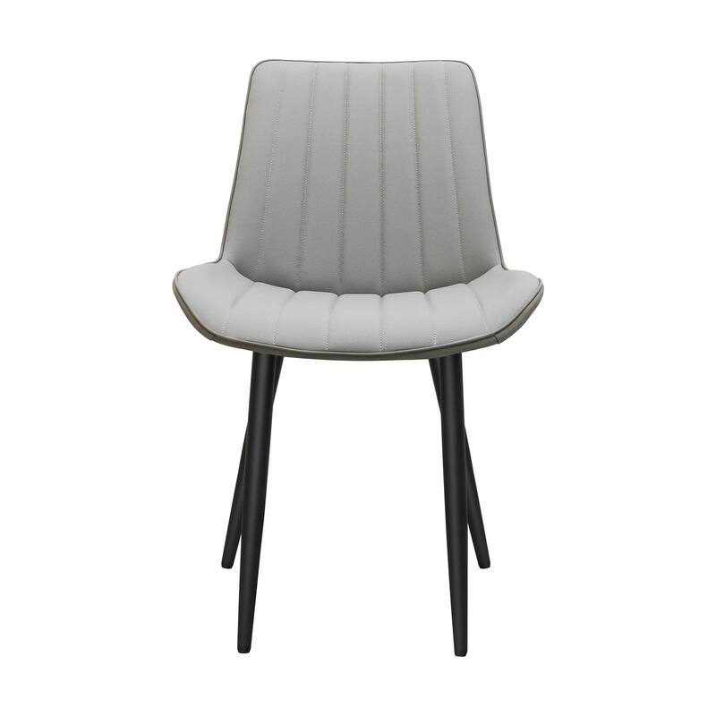 PU Leather Dining Chair with Metal Legs, Wave Pattern Upholstered Armless Chair Set of 6 for Kitchen