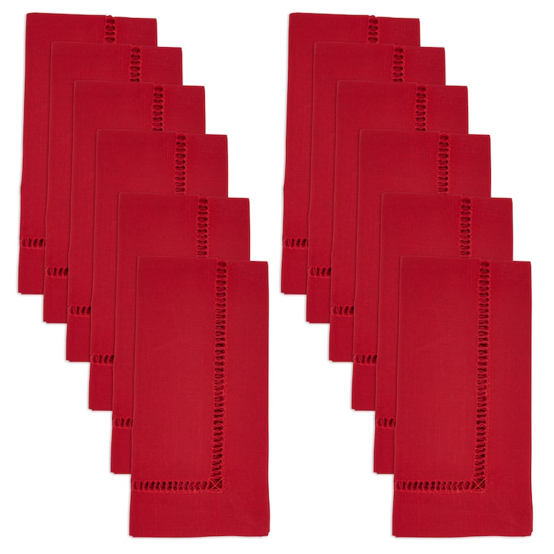 Decorative Napkins (Set of 12) - Stitched Border Detail for Dining and Entertaining