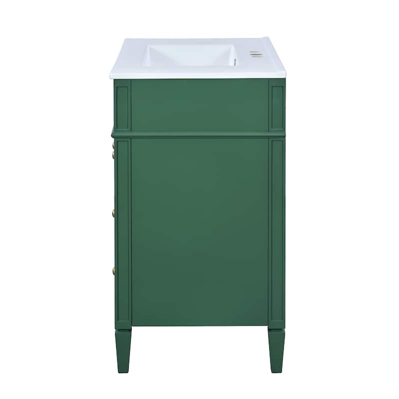 30'' Bathroom Vanity with Top Sink, Modern Bathroom Storage Cabinet with 2 Drawers and a Tip-out Drawer
