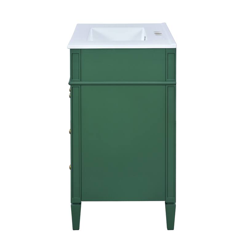 GDFStudio - Caldwell Modern Bathroom Vanity with Ceramic Sink, 2 Storage Drawers and Tip-Out Organizer - 30'W