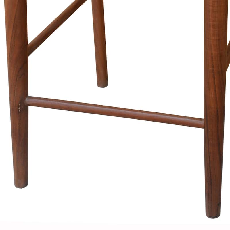 Cero 29 Inch Barstool Chair Set of 2, Wood, Cotton Woven, Brown, Gray