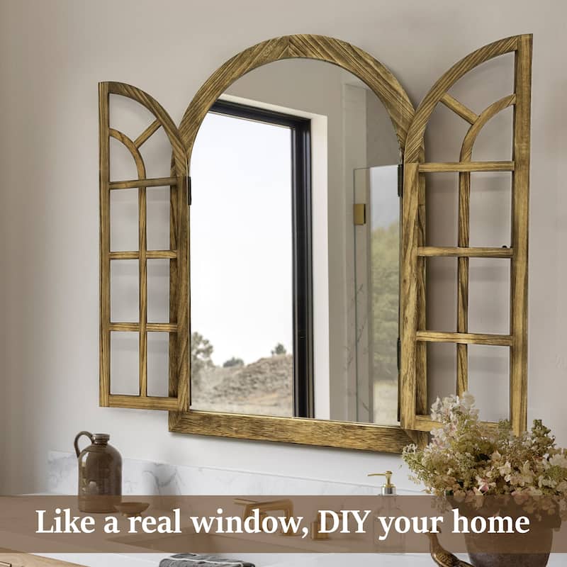 Farmhouse Windowpane Arched Wall Mirror