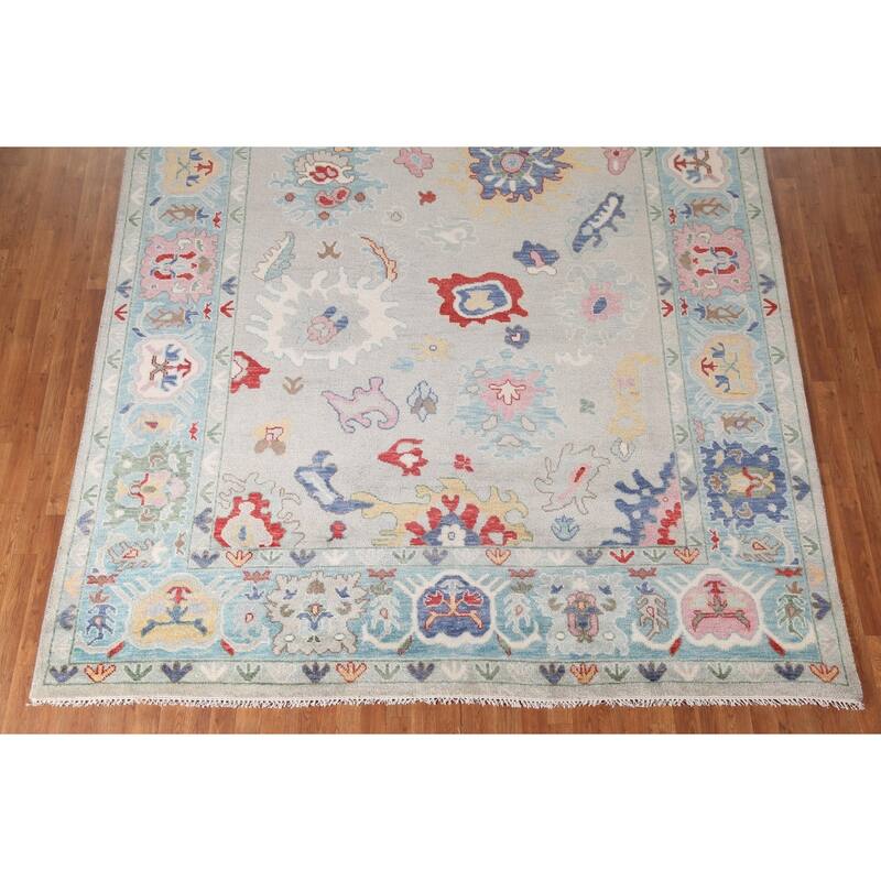 Grey Oushak Oriental Area Rug Handmade Wool Carpet - 9'1"x 11'10"