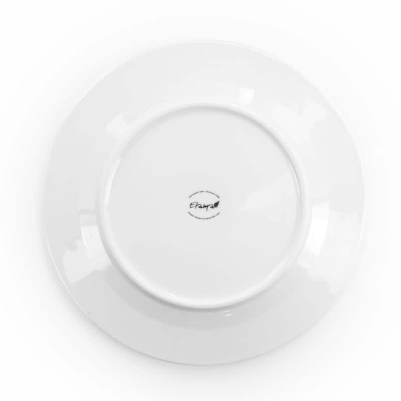 Elama Cara 16 Piece Round Porcelain Dinnerware Set in White
