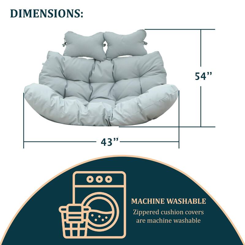 Egg Swing Chair Cushion Durable Weather Resistant Polyester Fits 2 People by LeisureMod