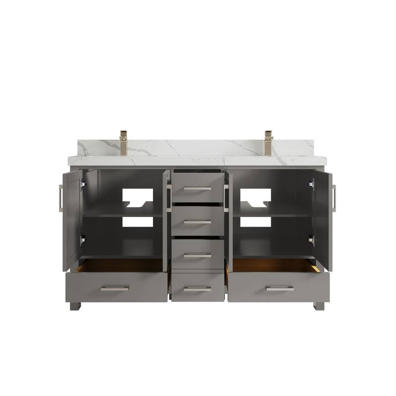Willow Collections 60 in. W x 22 in. D Malibu Double Sink Bathroom Vanity with Countertop