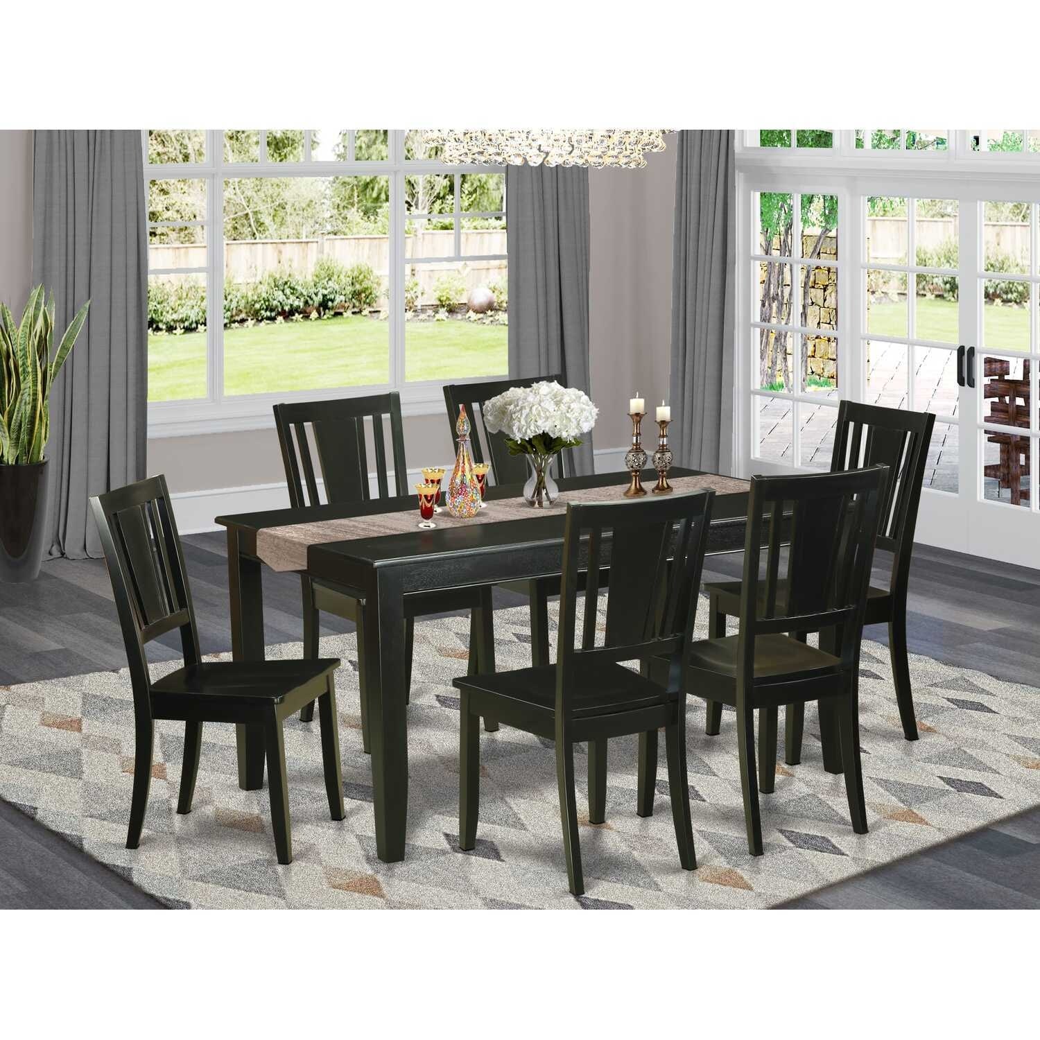 Victorian Dining Room Set - 7 Piece Rectangular Table & Chairs - Elegant Wood Furniture for Home