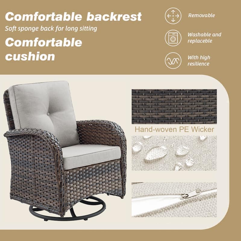 Pocassy Patio Swivel Rocker Chairs with Side Table