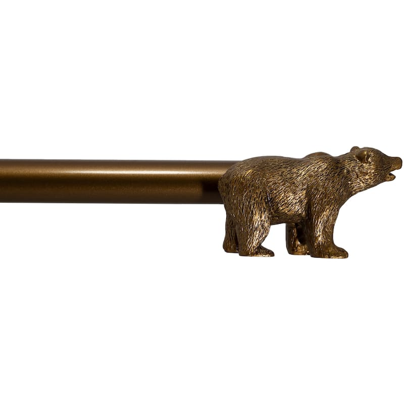 Farmhouse Bear 3/4" Curtain Rod Adjustable Designer Window Treatment Set - 28"-48" - Renaissance Gold