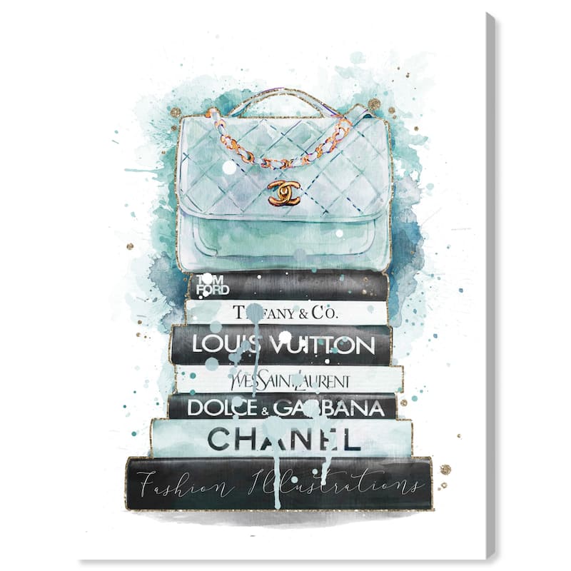 Wynwood Studio Canvas Fashion and Glam Splash Top On Books Blue Blue and Light Blue Glam Wall Art Canvas Print