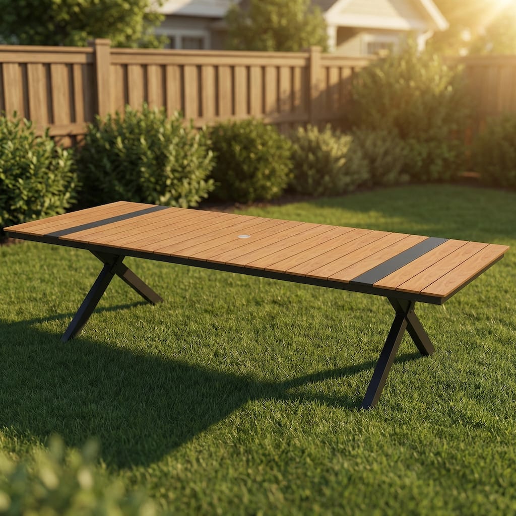 VredHom Aluminum All-Weather Outdoor Patio X Frame Dining Table