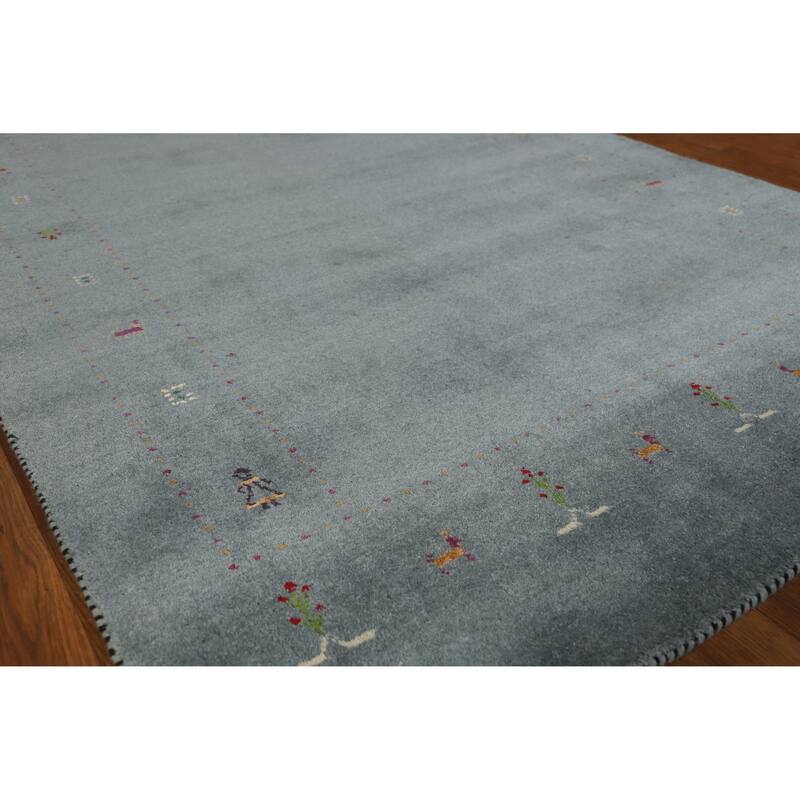 Hand Knotted Oriental 100% Wool Carpet Tribal Tribal Greys & Charcoal Gabbeh Area Rug - 7' 10'' X 4' 10''