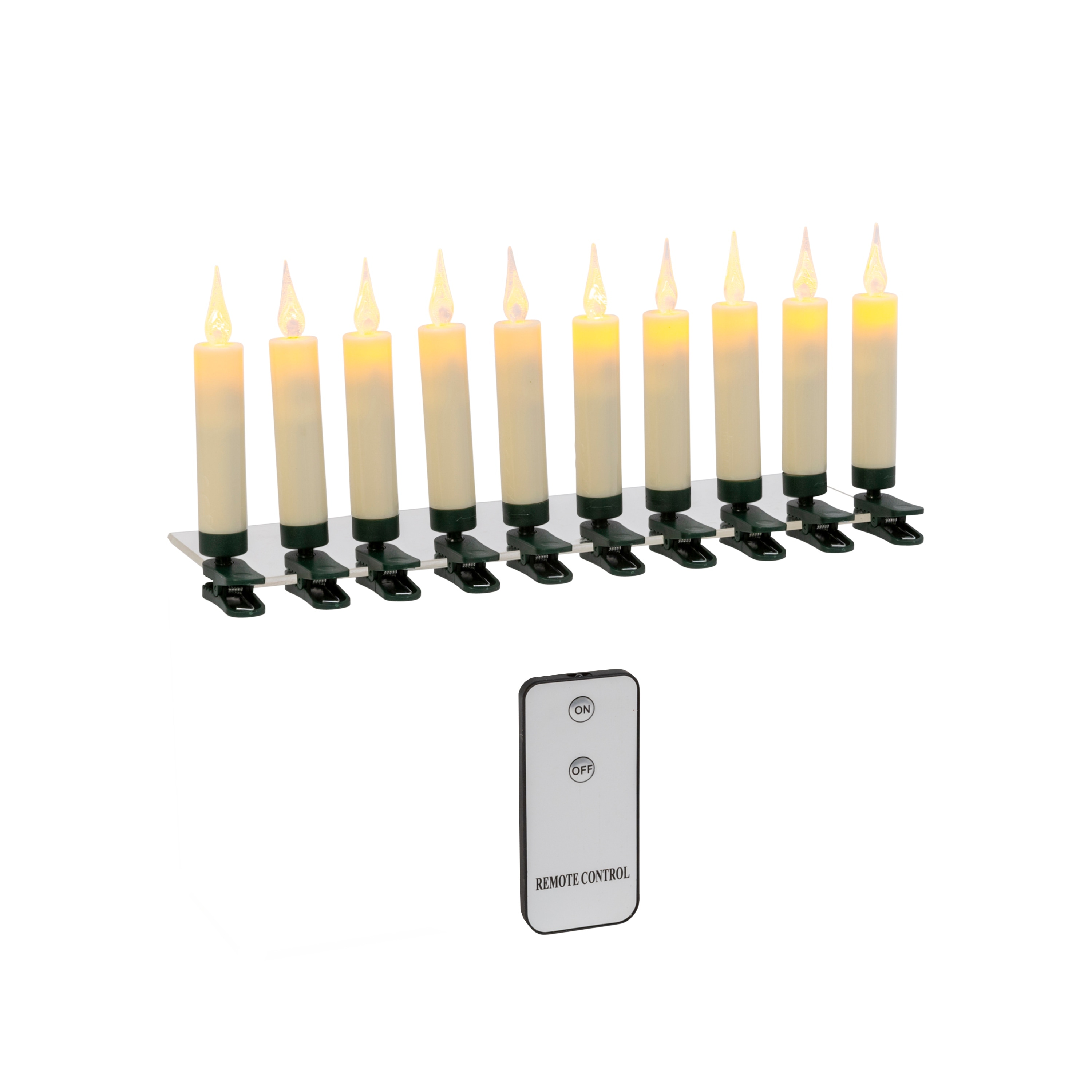 Set of 10 Remote Control Clip On 4.13"H LED Candles w/Remote