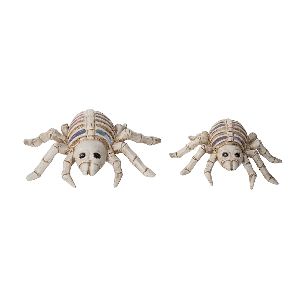 Transpac Resin 7.25 in. Off-White Halloween Skeleton Spiders Set of 2