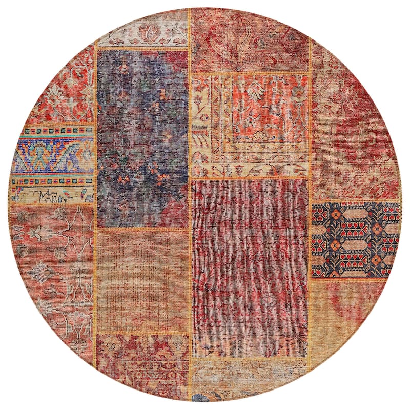 HomeRoots Patchwork Transitional Rectangle Outdoor Rug
