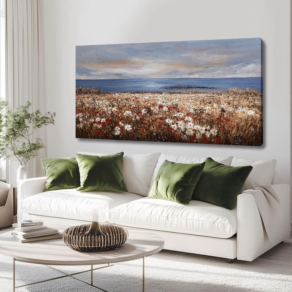 Coastal Wall Art Wildflower Mountain Canvas Picture