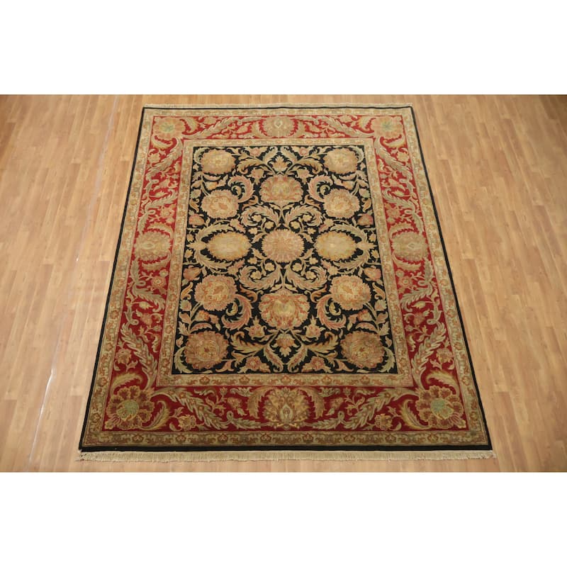 Hand Knotted Oriental 100% Wool Carpet Traditional All-Over Black Heriz (serapi) Area Rug - 9' 10'' X 8' 0''