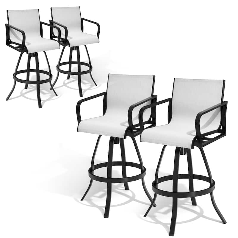 Pellebant Outdoor Aluminum Swivel Barstool Patio Bar Stools with Sunbrella Fabric - 18.31"Lx18.31"Wx43.31"H