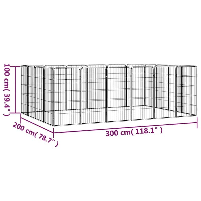 vidaXL Dog Playpen Kennel Dog Cage Puppy Pet Exercise Wire Fence Steel Black