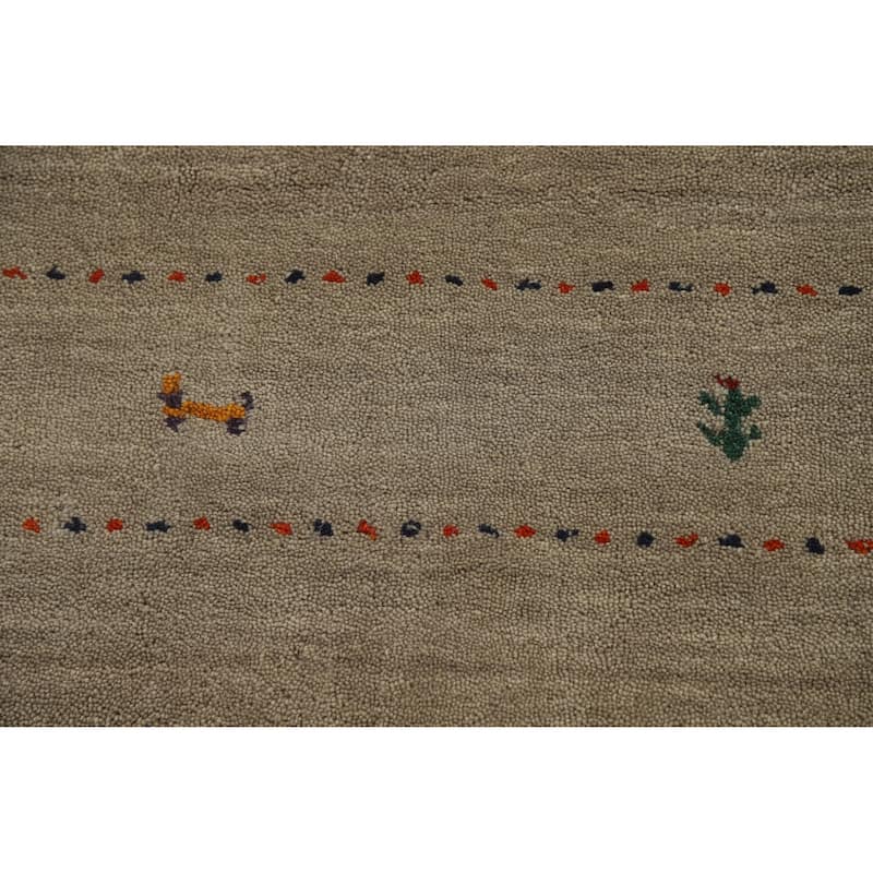 Hand Knotted Oriental 100% Wool Carpet Tribal Tribal Green Gabbeh Area Rug - 6' 6'' X 4' 7''