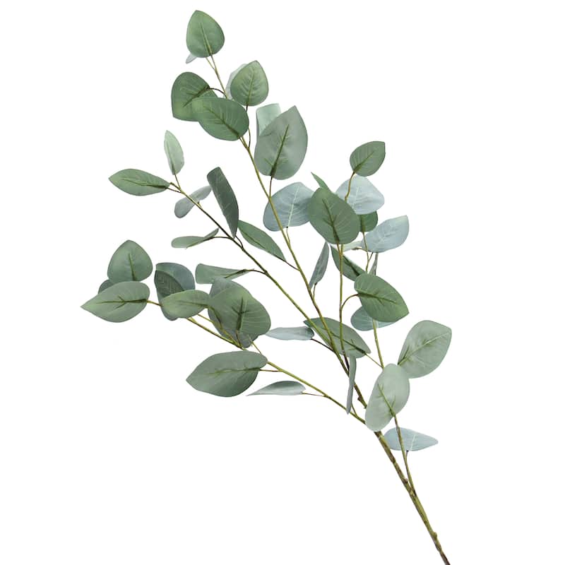 Set of 3 Frosted Green Artificial Eucalyptus Silver Dollar Leaf Stem Plant Greenery Foliage Spray Branch 37.5in