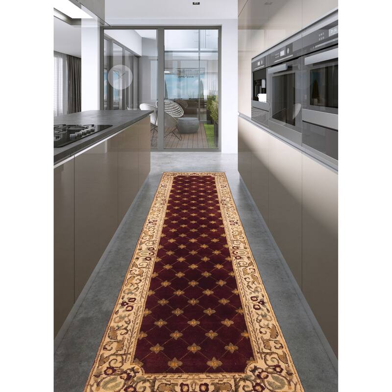 ECARPETGALLERY Hand-knotted Opulence Dark Red Wool Rug - 2'8 x 9'9