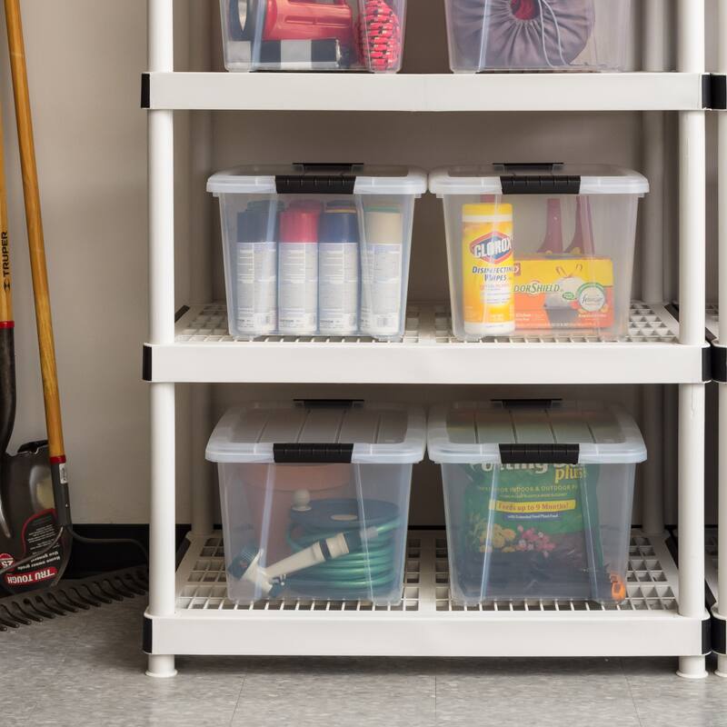 IRIS USA® Buckled Clear Box 32 Qt Buckle Lid - Clear - Set of 4