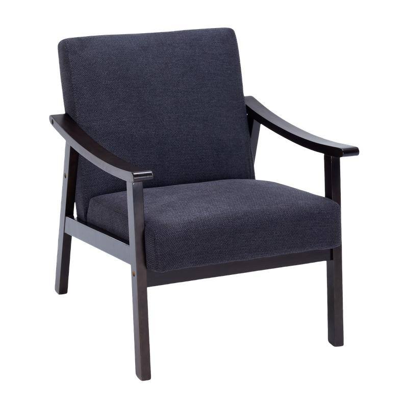Medieval-inspired modern armchair with high back upholstered chair, solid wood legs