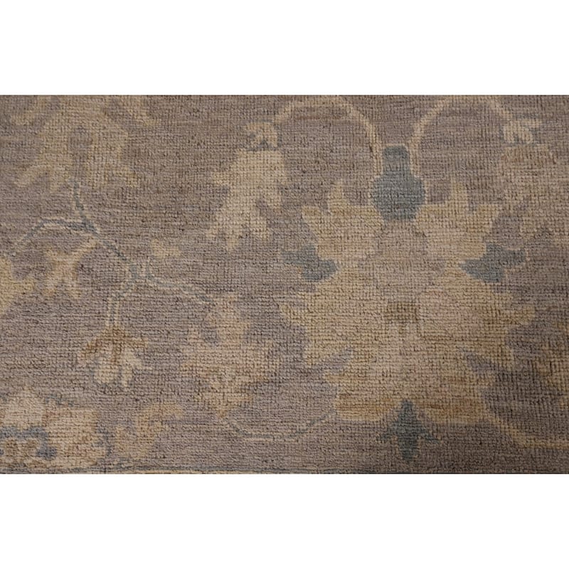 Vegetable Dye Gray Oushak Turkish Area Rug Hand-Knotted Wool Carpet - 9'4" x 12'4"