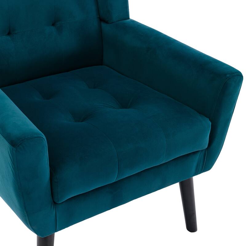 Soft Velvet Accent Chair With Padded Seat and Curved Back