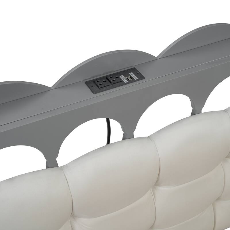 Queen Platform Bed with Trundle, 2 Big Drawers, USB & Power Outlets for Extra Storage