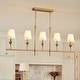 Mid-Century 5-Light Candle White Fabric Linear Island Pendant