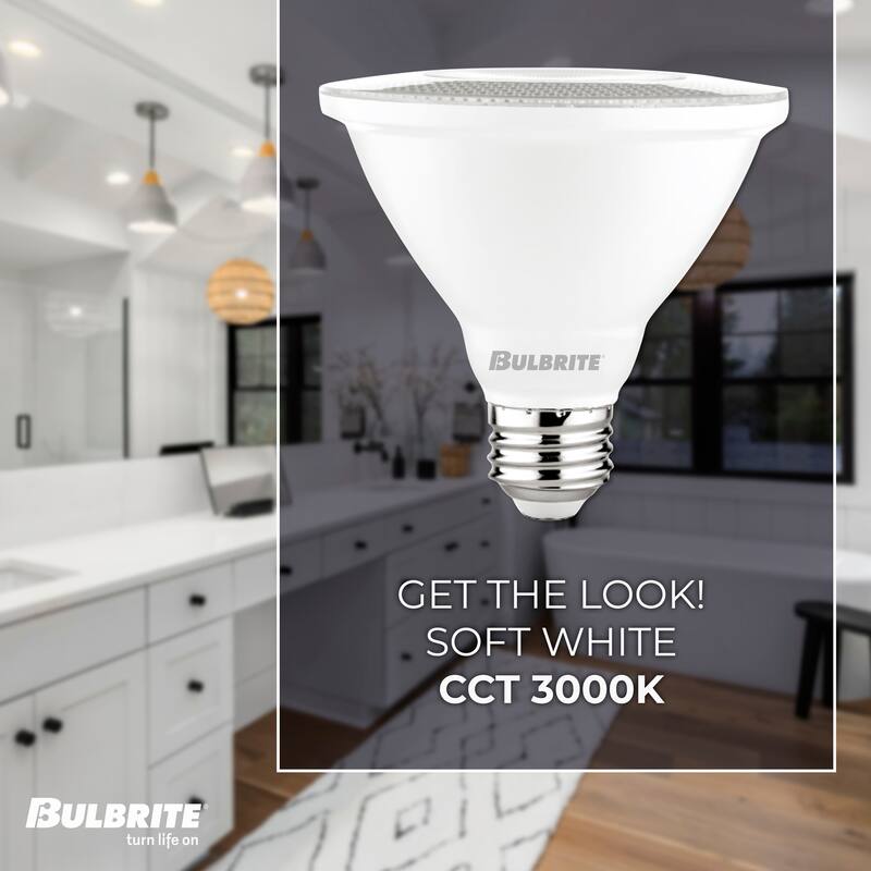Bulbrite Pack of (4) 10 Watt Dimmable Flood PAR30 Short Neck Medium (E26) LED Light Bulb - Soft White Light